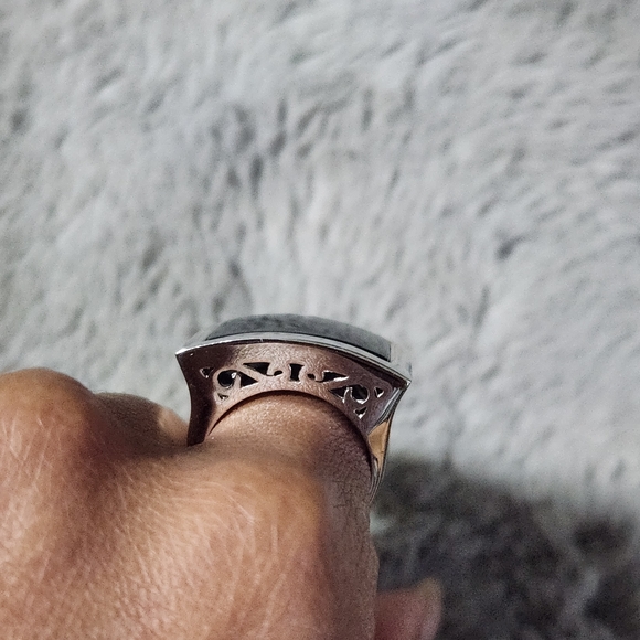 NEW 18K Gold Electroplated silver onyx ring Size 7 - Picture 4 of 5